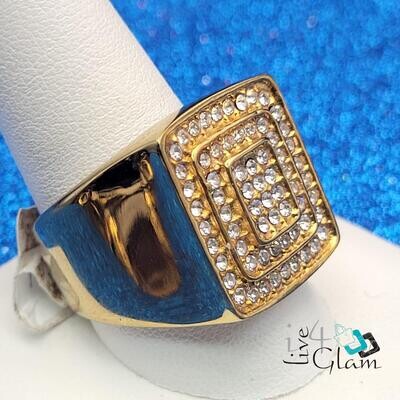 Stainless Steel Large Cz Ring