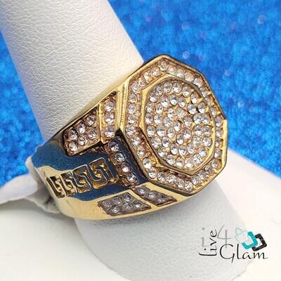 Stainless Steel Octagonal Cz Ring