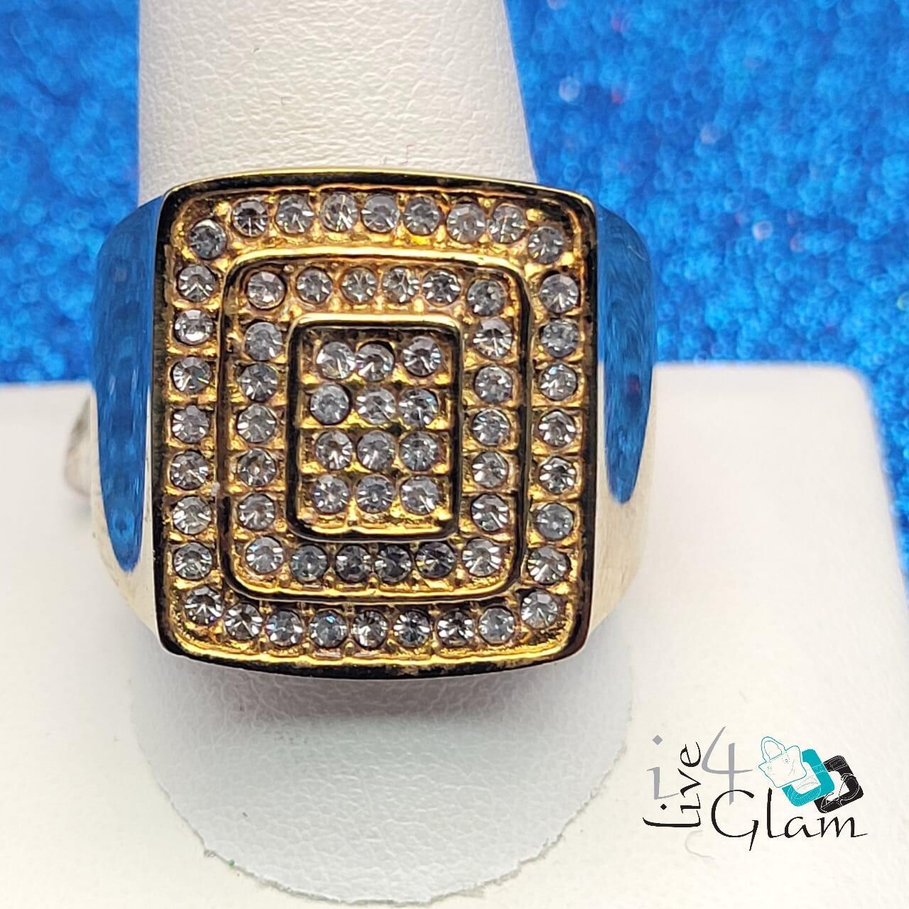 Stainless Steel Large Cz Ring