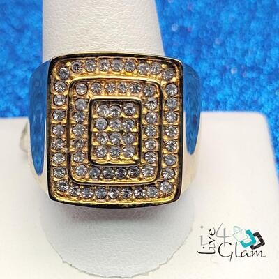 Stainless Steel Large Cz Ring