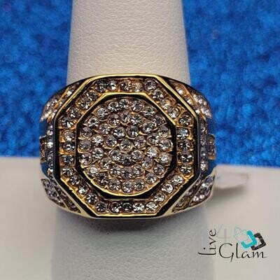 Stainless Steel Octagonal Cz Ring