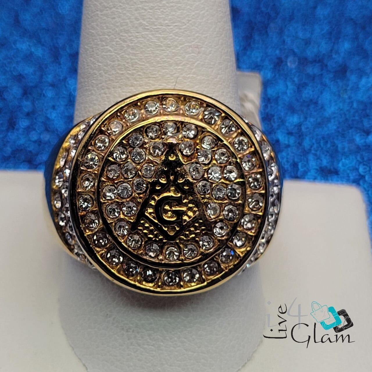 Stainless Steel G Free Mason Cz Gold Ring