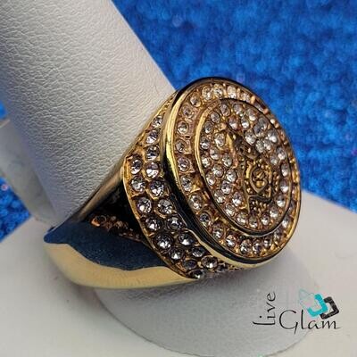 Stainless Steel G Free Mason Cz Gold Ring