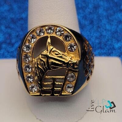 Stainless Steel Cz Horseshoe Ring