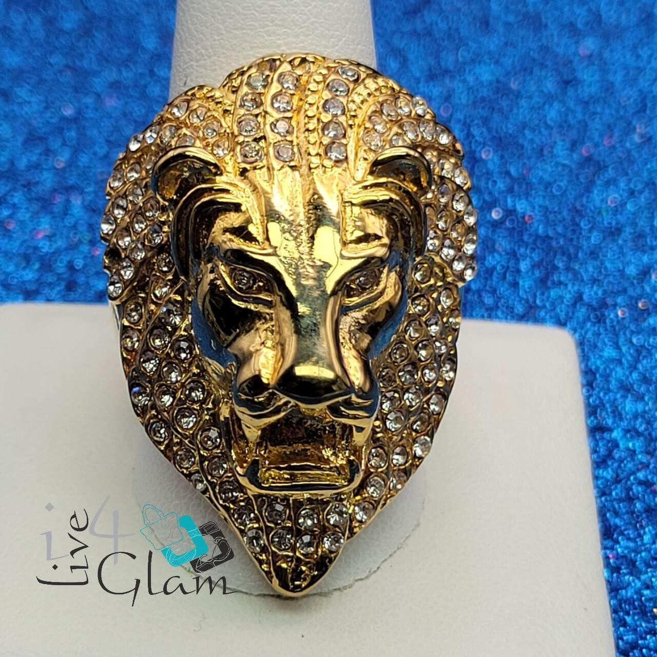 Stainless Steel Cz Lion Head Ring