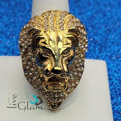 Stainless Steel Cz Lion Head Ring