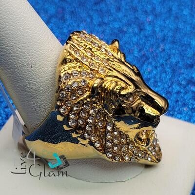 Stainless Steel Cz Lion Head Ring