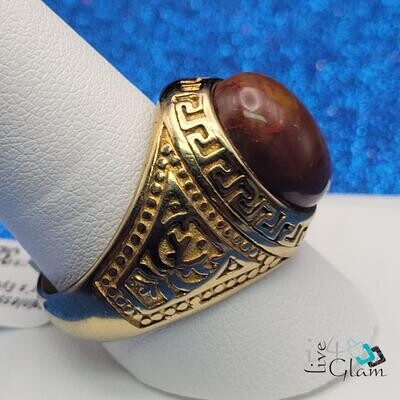 Stainless Steel Oval Tiger's Eye Ring