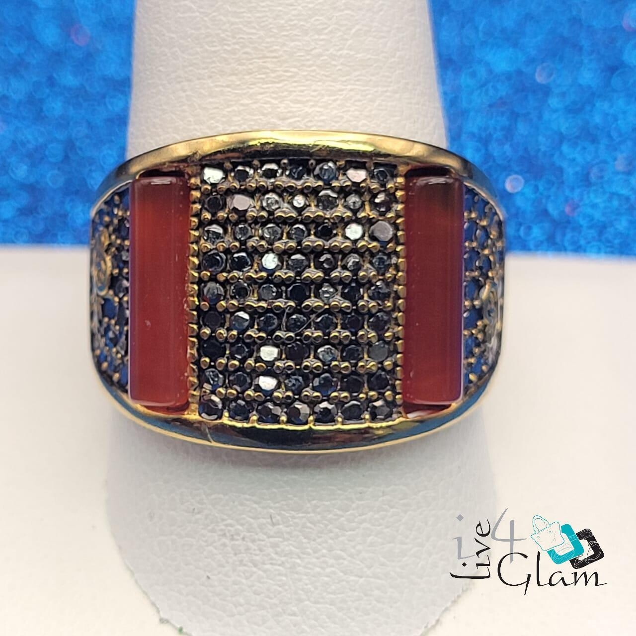 Stainless Steel Coral Stone Ring