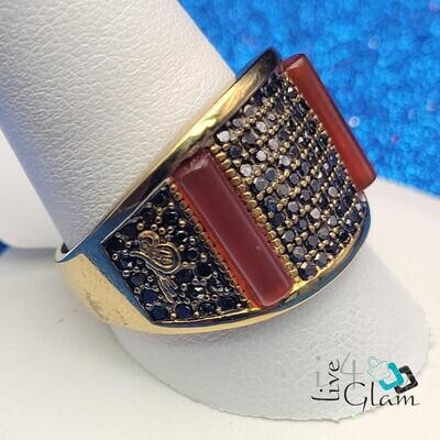 Stainless Steel Coral Stone Ring