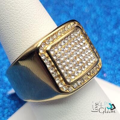 Stainless Steel Small Rectangle Cz Ring