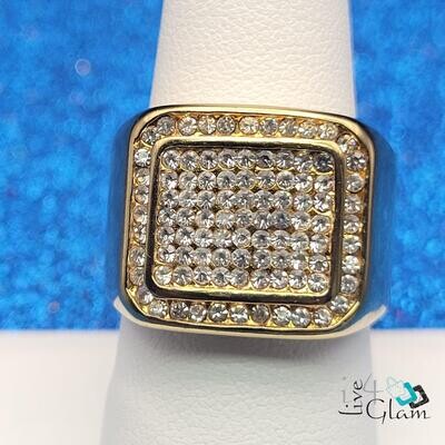 Stainless Steel Small Rectangle Cz Ring