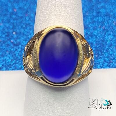 Stainless Steel Blue Stone Ring Size 10