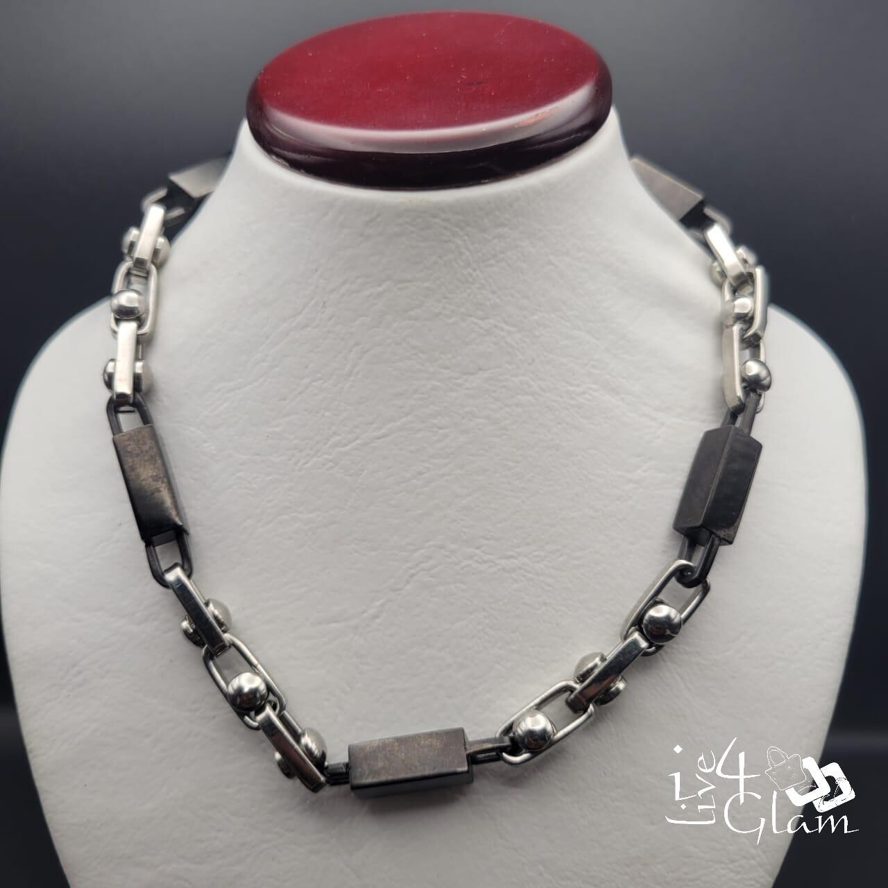 Stainless Steel Two Tone Plain Bar Link 24&quot; Chain