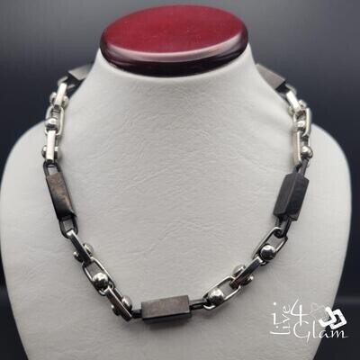 Stainless Steel Two Tone Plain Bar Link 24&quot; Chain