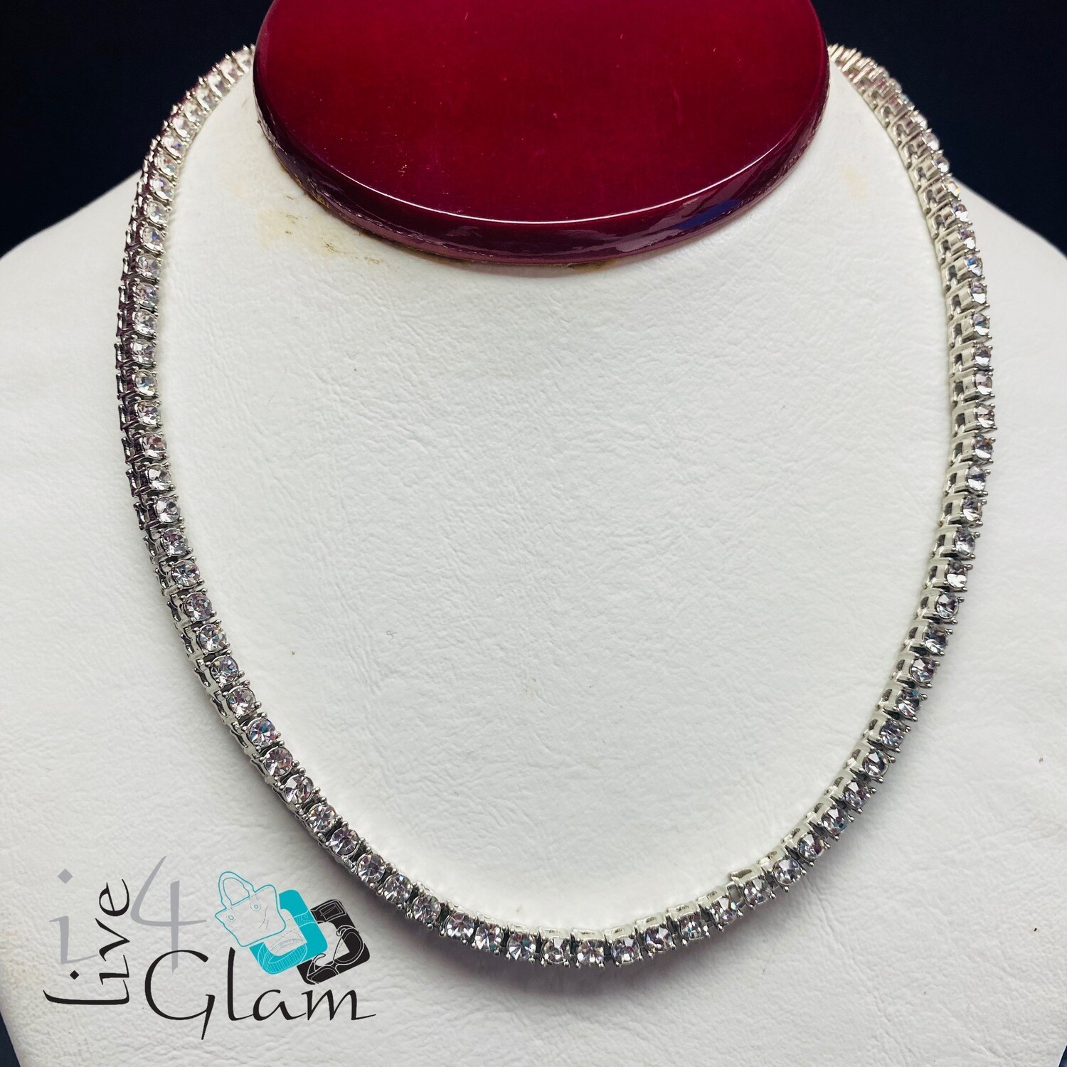 Silver Alloy Tennis Chain 30&quot;