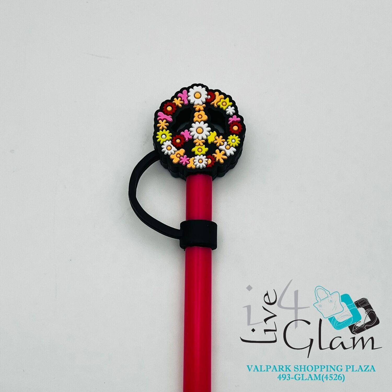 Peace Sign Straw Cover w Straw