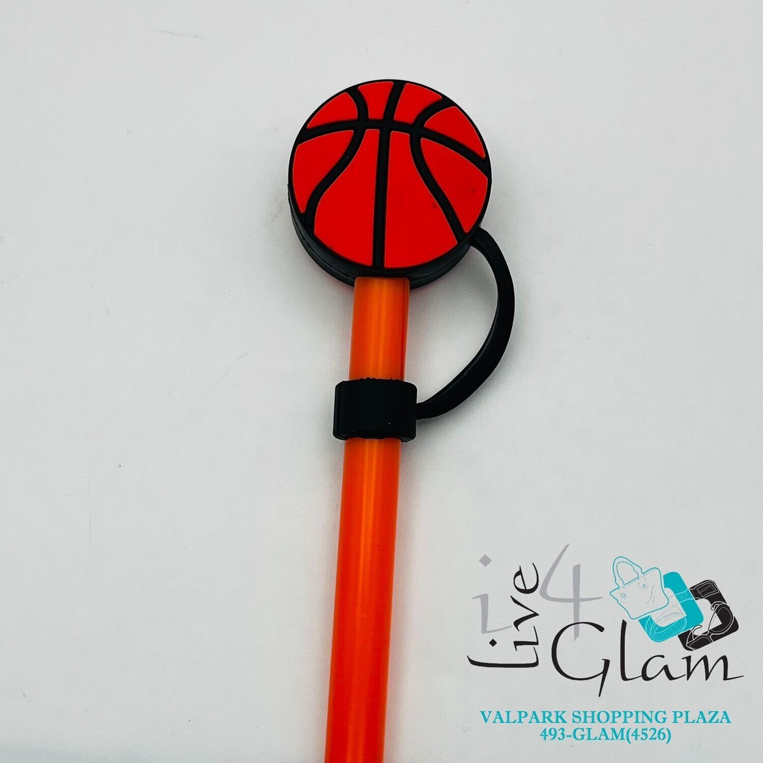 Basketball Straw Cover w Straw