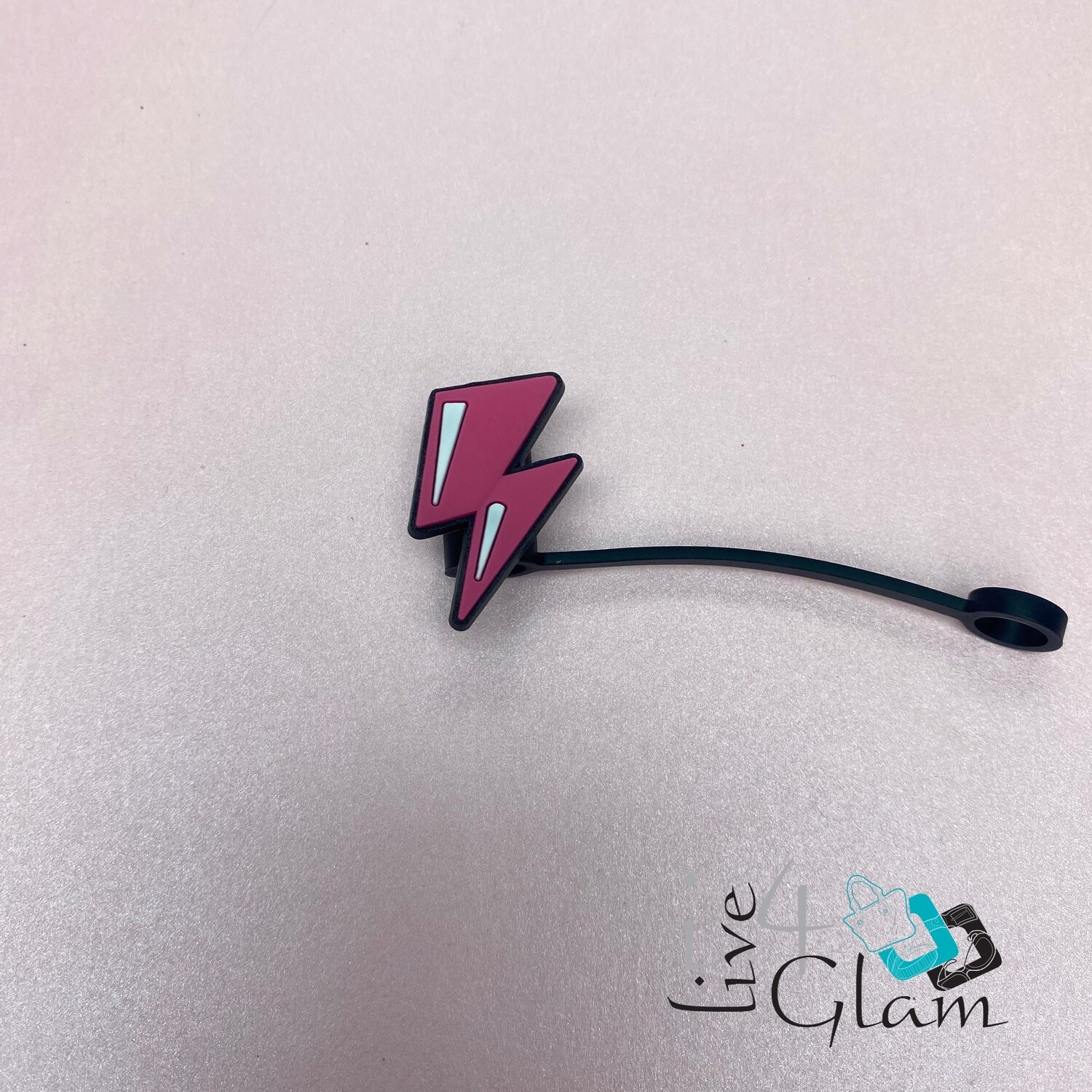 Pink Straw Cover Lightning Bolt