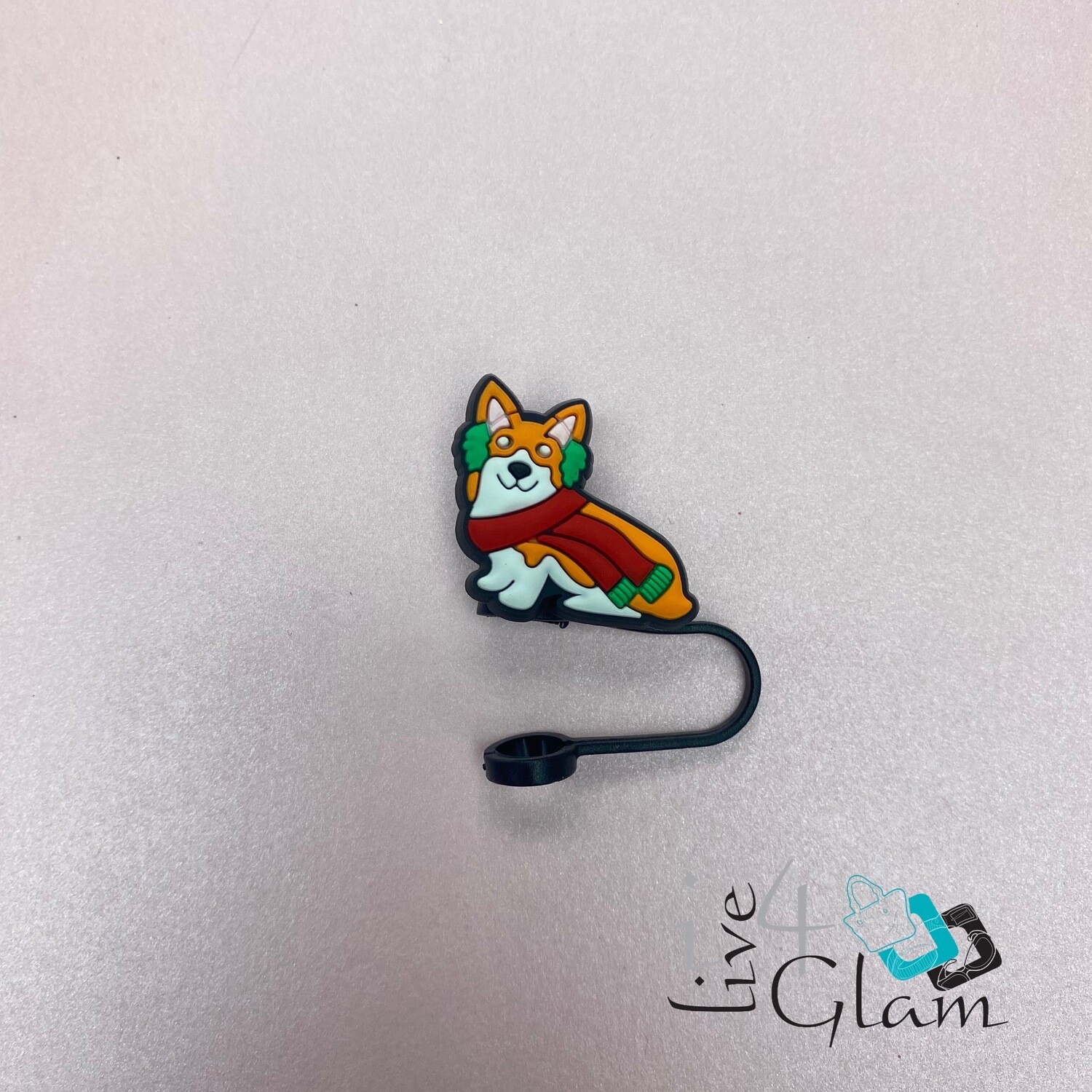 Silicone Straw Cover Dog w Scarf