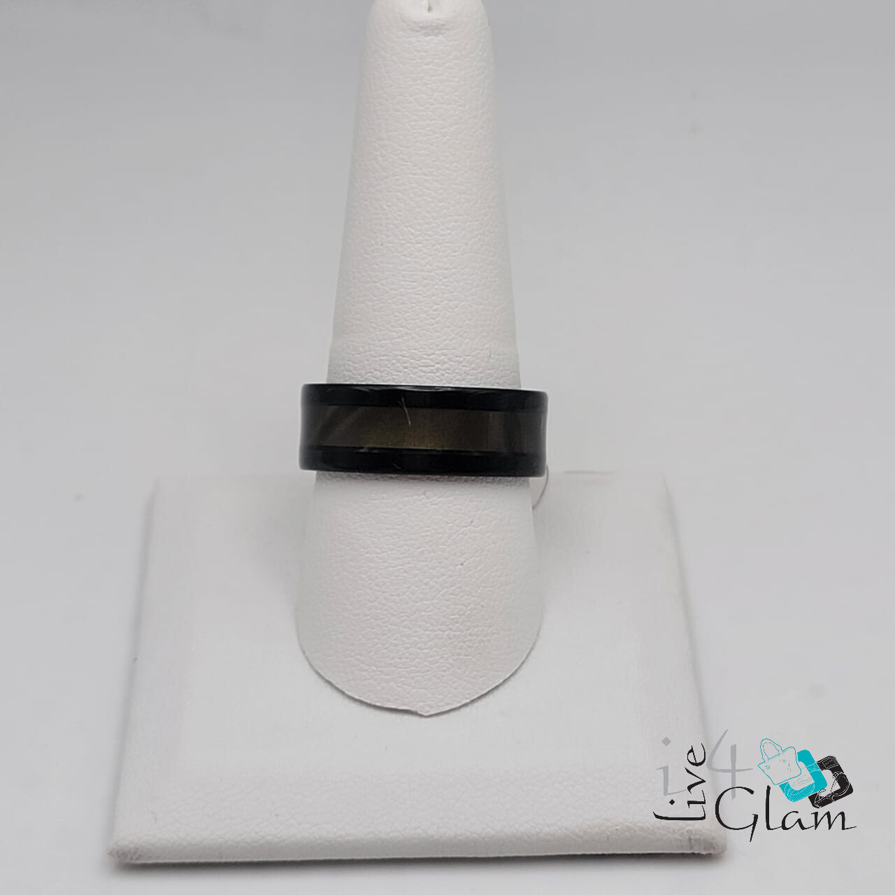 Stainless Steel Ring with Golden Stripe
