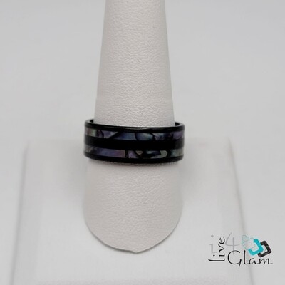 Stainless Steel Ring with Marble Stripe