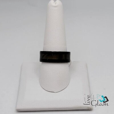 Stainless Steel Ring with Yellow Green Stripe