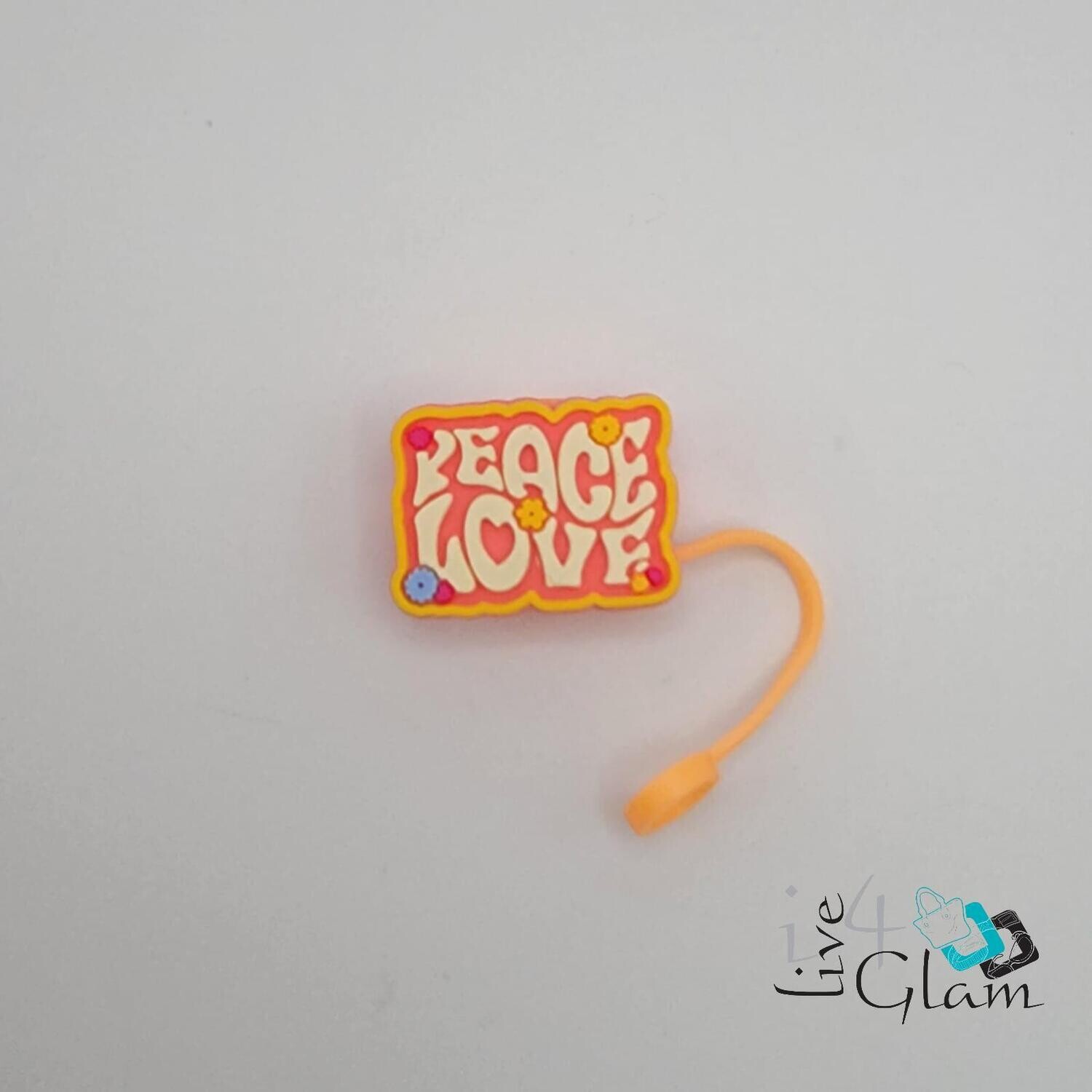 Silicone Straw Cover Orange Peace and Love