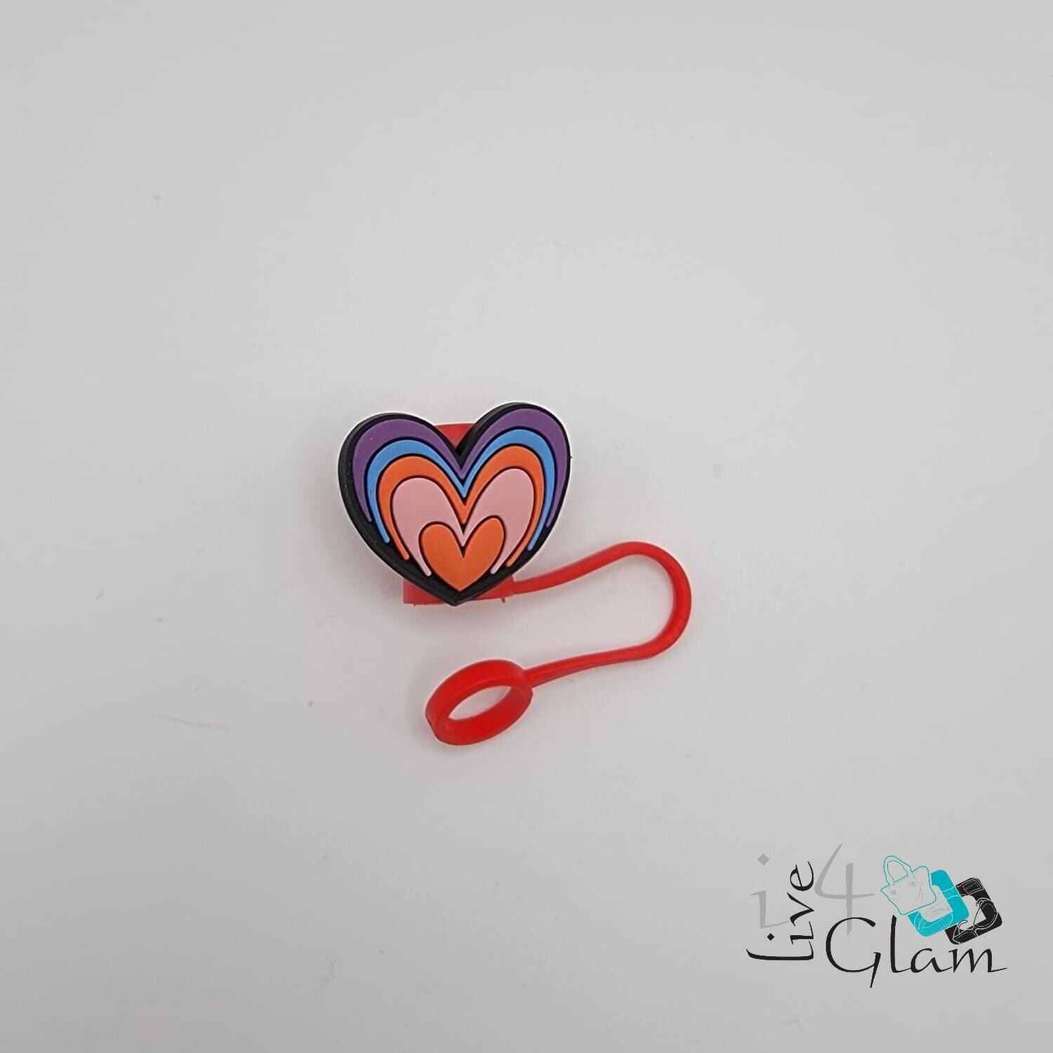 Valentine Straw Cover Colourful Heart