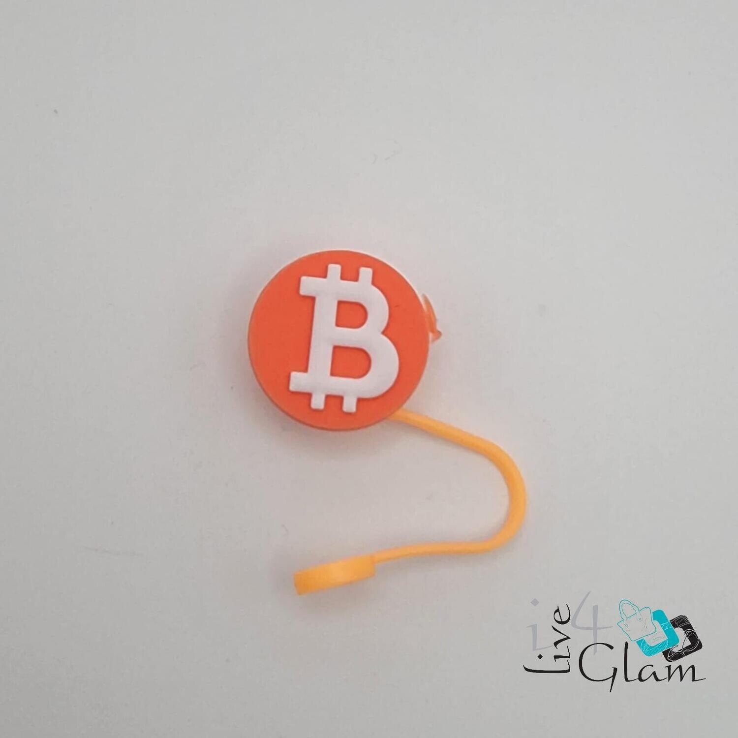 Silicone Straw Cover Orange Bitcoin