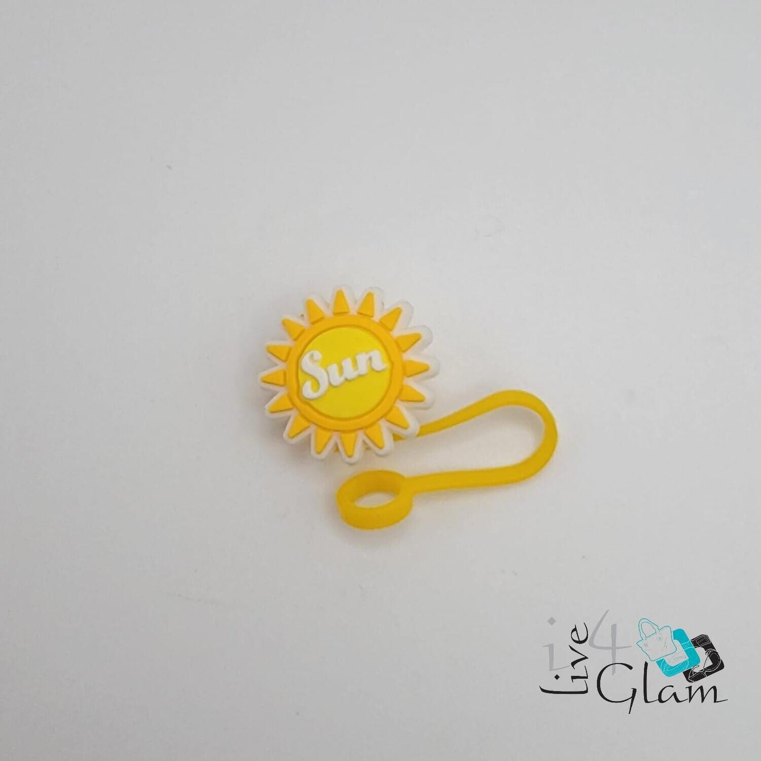 Silicone Straw Cover Yellow Sun