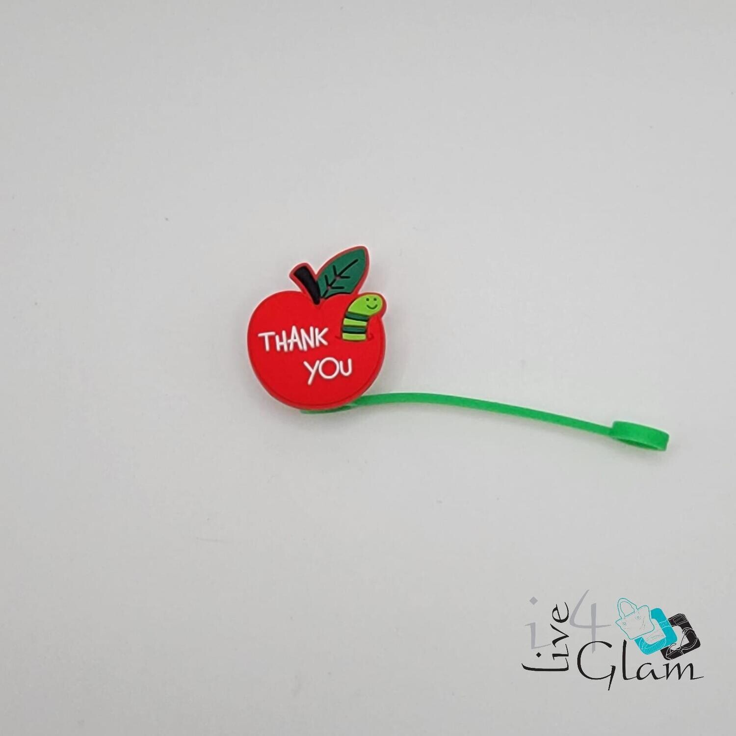Silicone Straw Cover Thank You Apple
