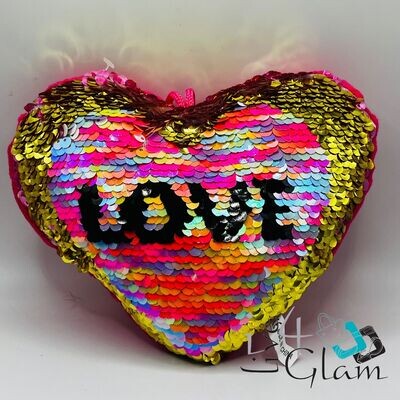Pink Sequin Heart Pillow