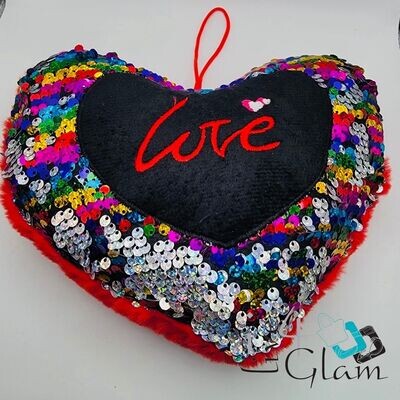 Red Sequin Heart Pillow