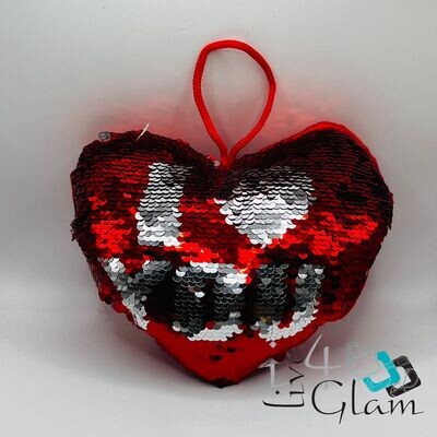 Small Sequin I Love You Heart Pillow