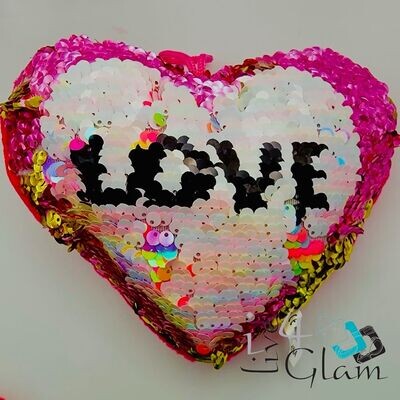 Pink Sequin Heart Pillow