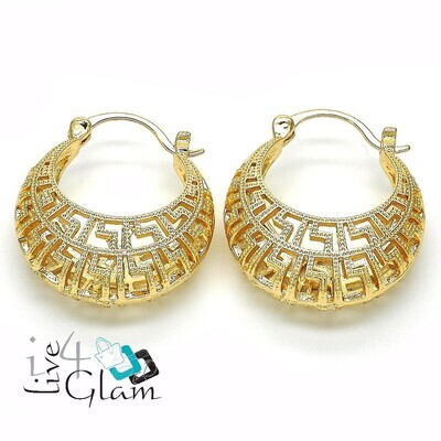 Gold Layered Greek Key Pattern Small Hoop