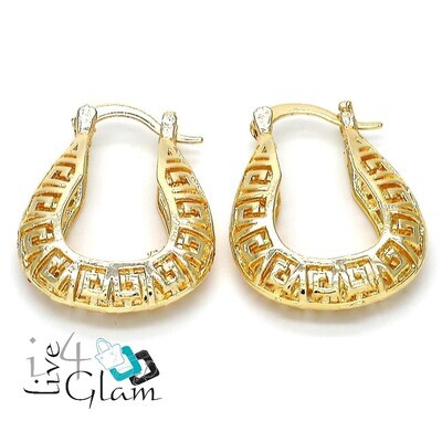 Gold Layered Thick Greek Key Small Hoop