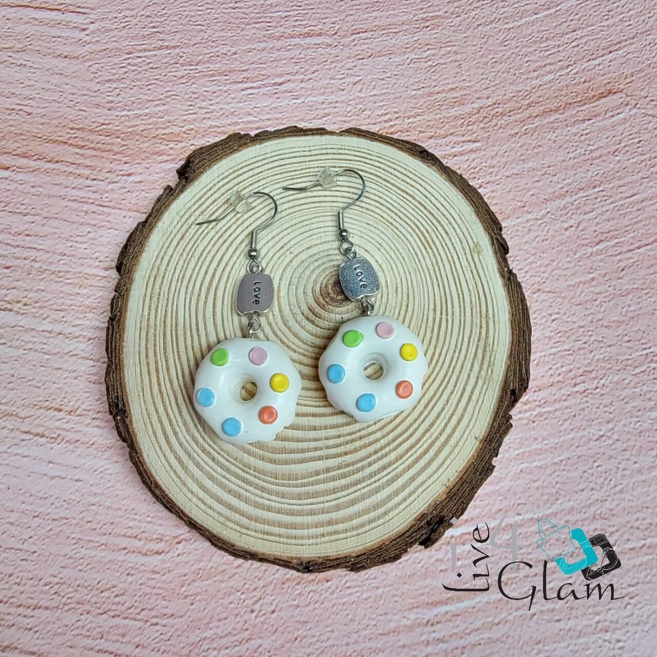 Hand Made Hanging Earring Donut, Color: Multicolour