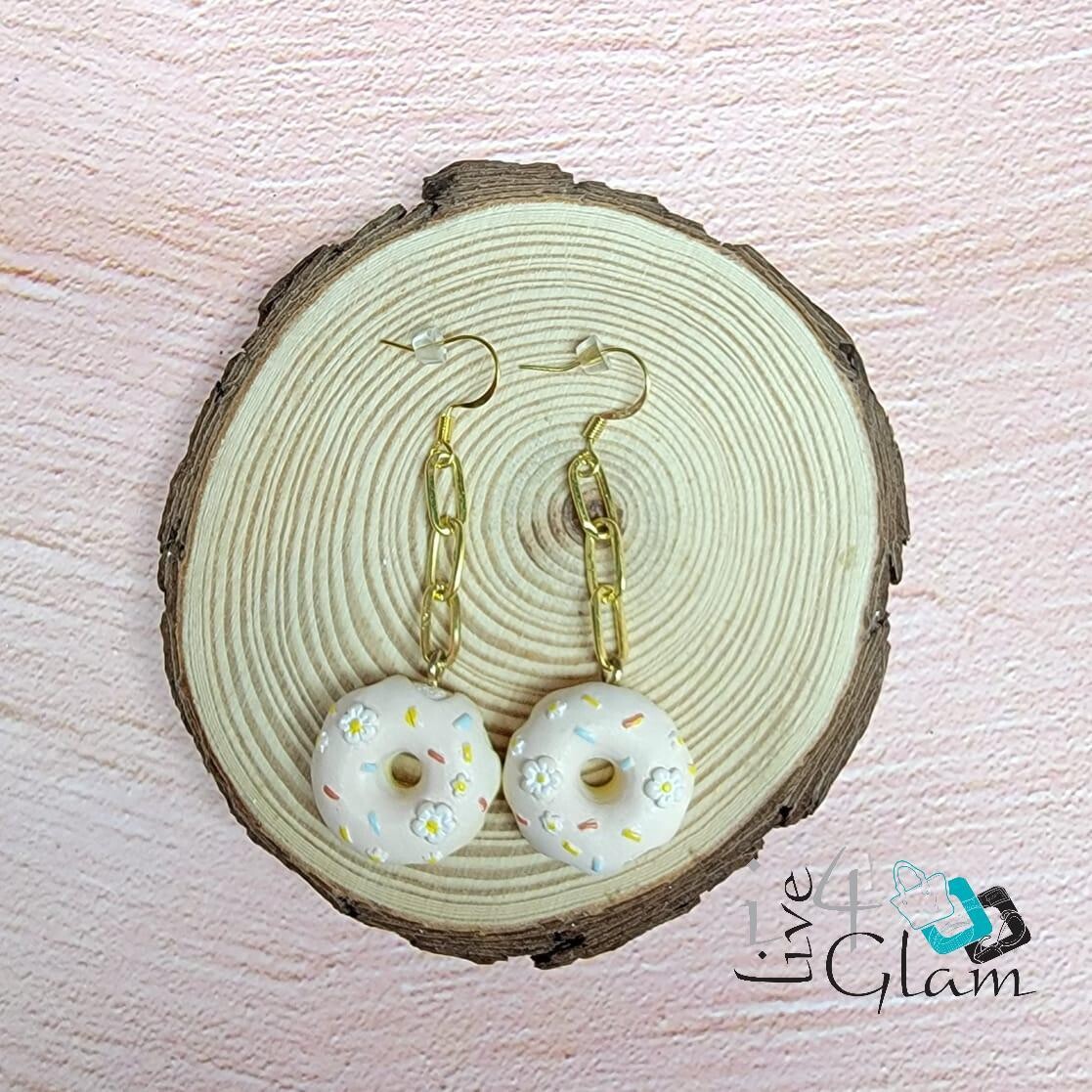 Hand Made Hanging Earring Donut, Color: Pink