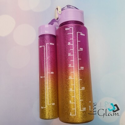 32oz Glitter Motivational Water Bottle Set