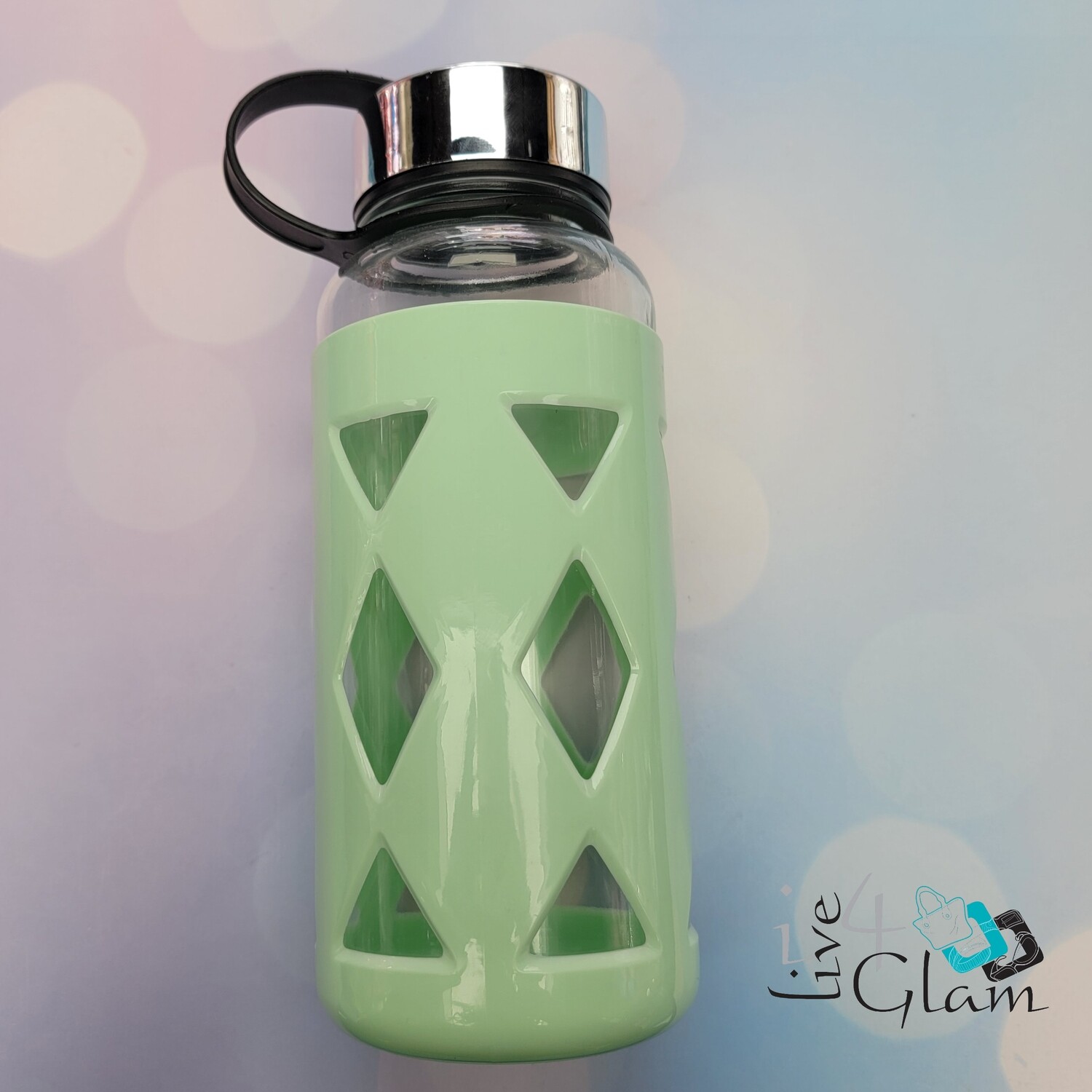 Glass Water Bottle, Color: Green