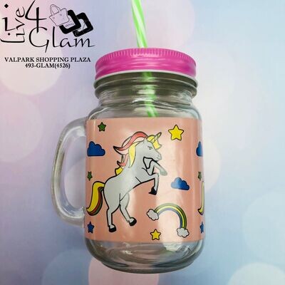 Glass Unicorn Mason Jar