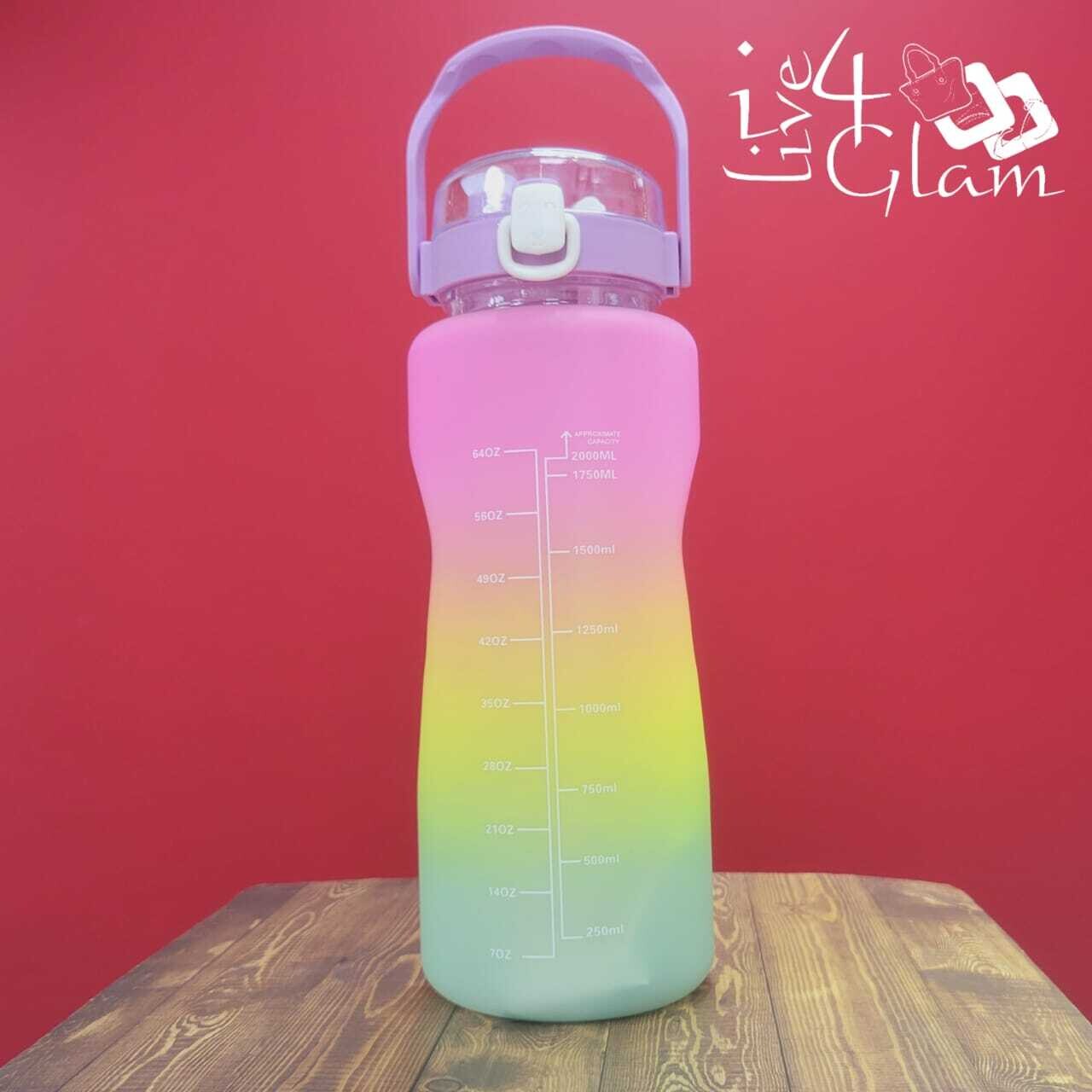 64oz Gradient Motivational Water Bottle, Color: Purple/Green