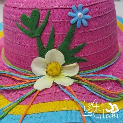 Colourful Kid's Easter Hat w Flowers