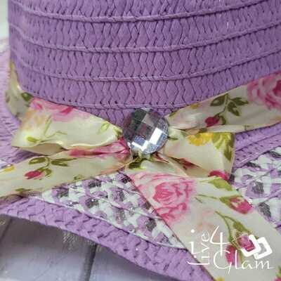 Kid's Easter Hat w Floral Ribbon and Gem