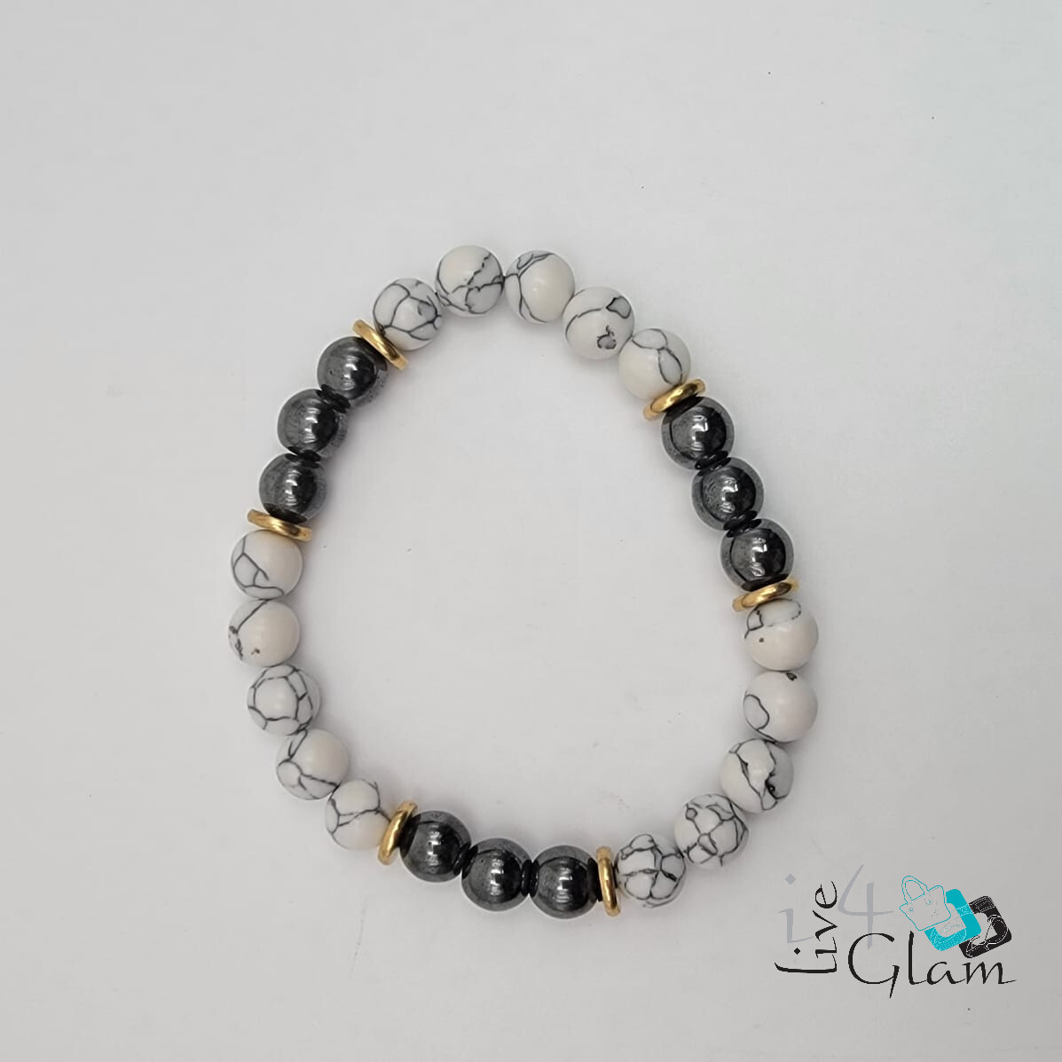Hematite/Howlite Gemstone Bracelet