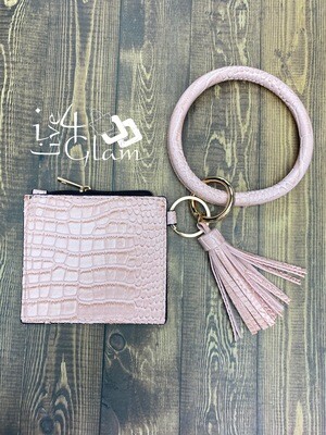 Snake Print  Pink Wristlet