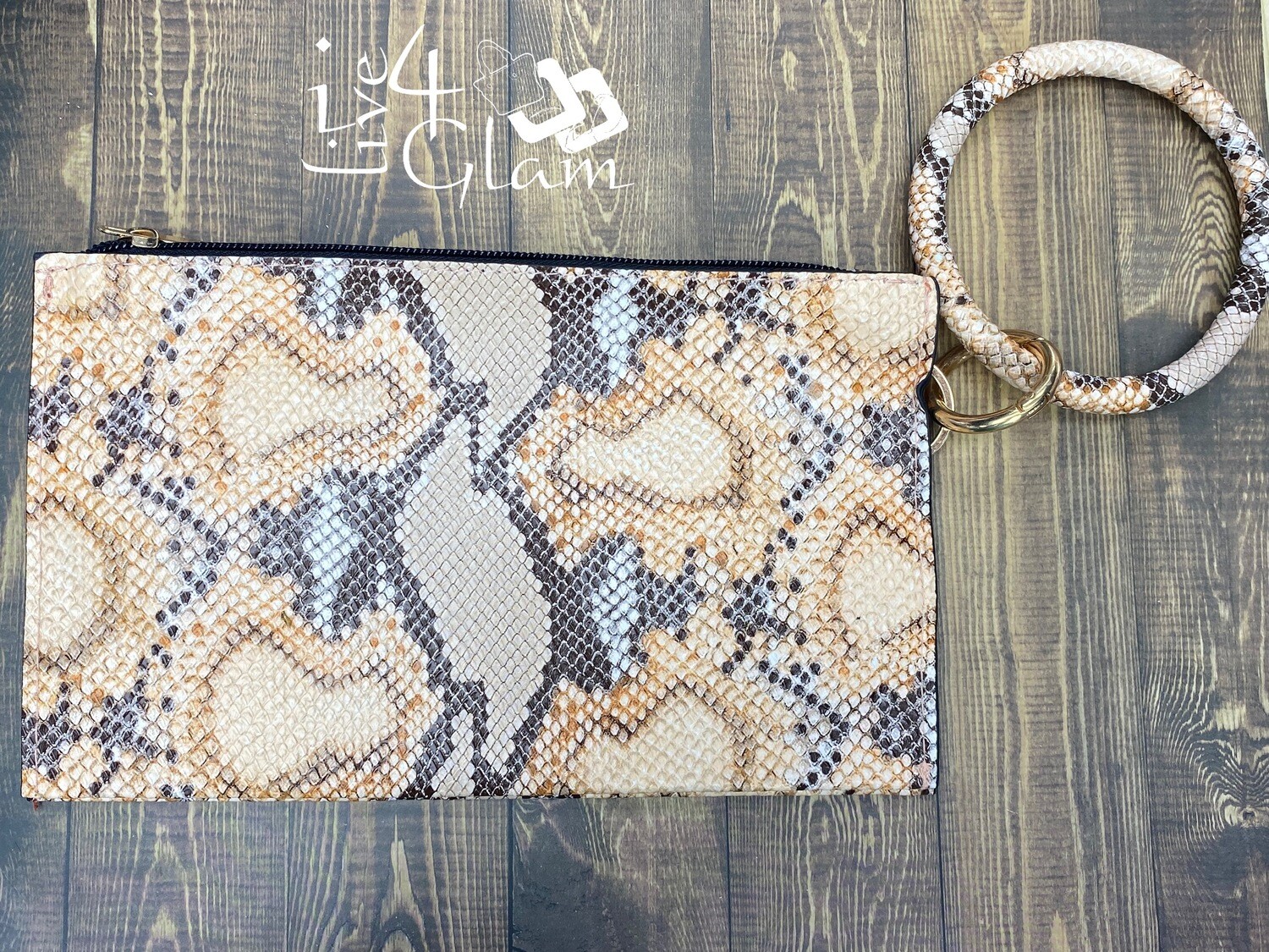 Pattern Wristlet w Keychain, Style: Snake Print