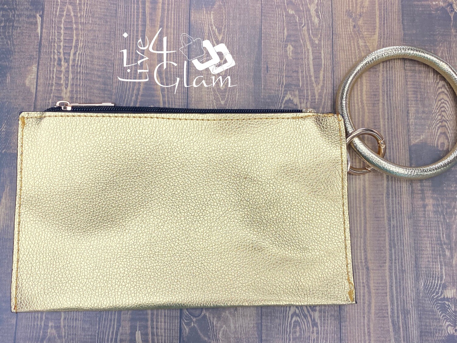 Wristlet w Keychain, Color: Gold